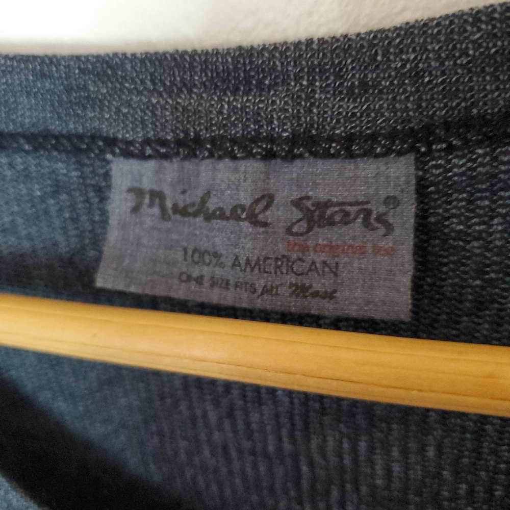 Michael Stars Textured Blue Button Up Cardigan O/S - Picture 3 of 4
